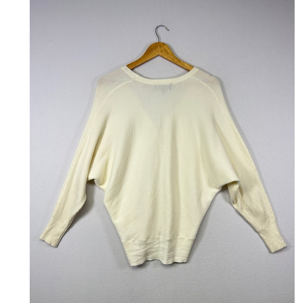 Minimalist Truth by Republic Womens Medium Cream Ribbed Batwing Cardigan Sweater - Picture 6 of 9